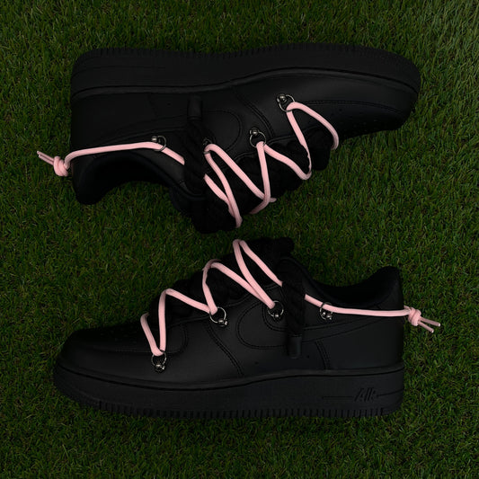 AF1 low black rope extra laces pink