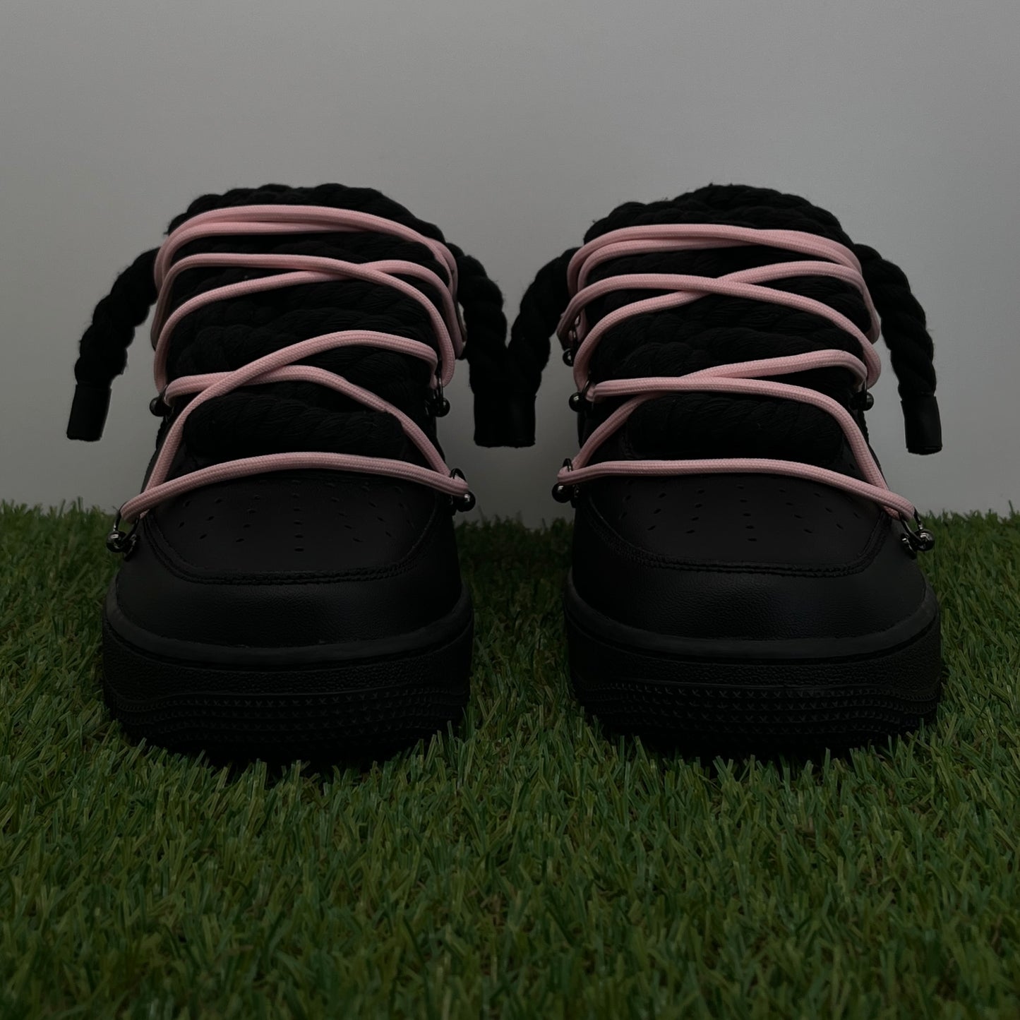 AF1 low black rope extra laces pink