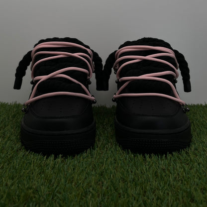 AF1 low black rope extra laces pink